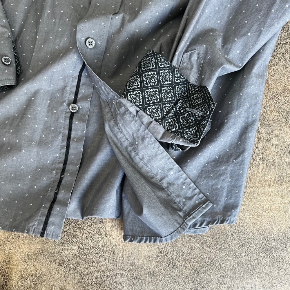 Ariat Relentless Button Down Shirt Mens Small Gray Diamond Print Long Sleeve - Picture 3 of 7
